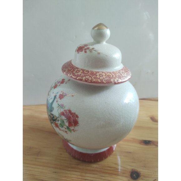 Vintage Japanese Ceramic Peacock Ginger Jar by Satsuma 6" - Picture 7 of 16